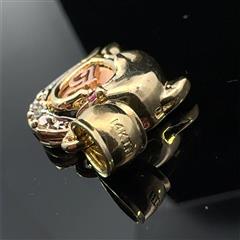 14K Yellow Gold Dolphin Heart Quinceanera Sweet 15 Pendant 3.1g